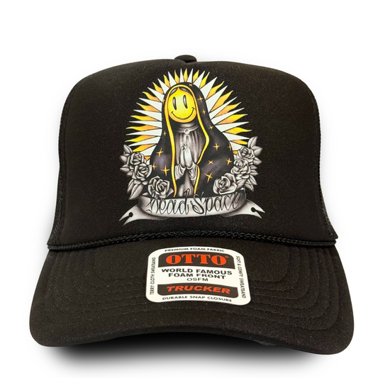 Black La Virgen Trucker Hat