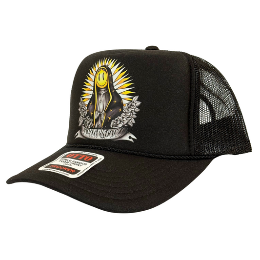 Black La Virgen Trucker Hat