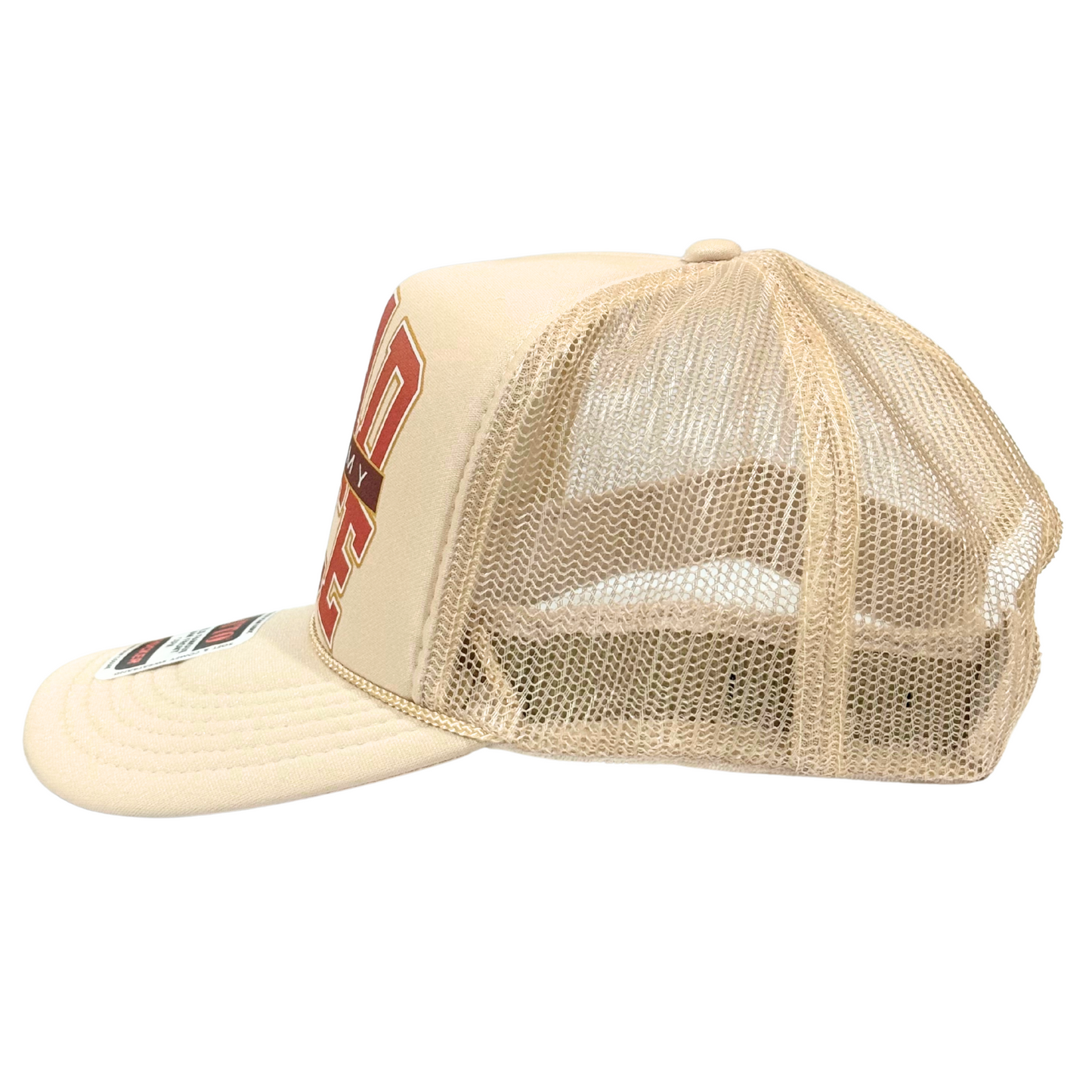 Beige Varsity Trucker Hat