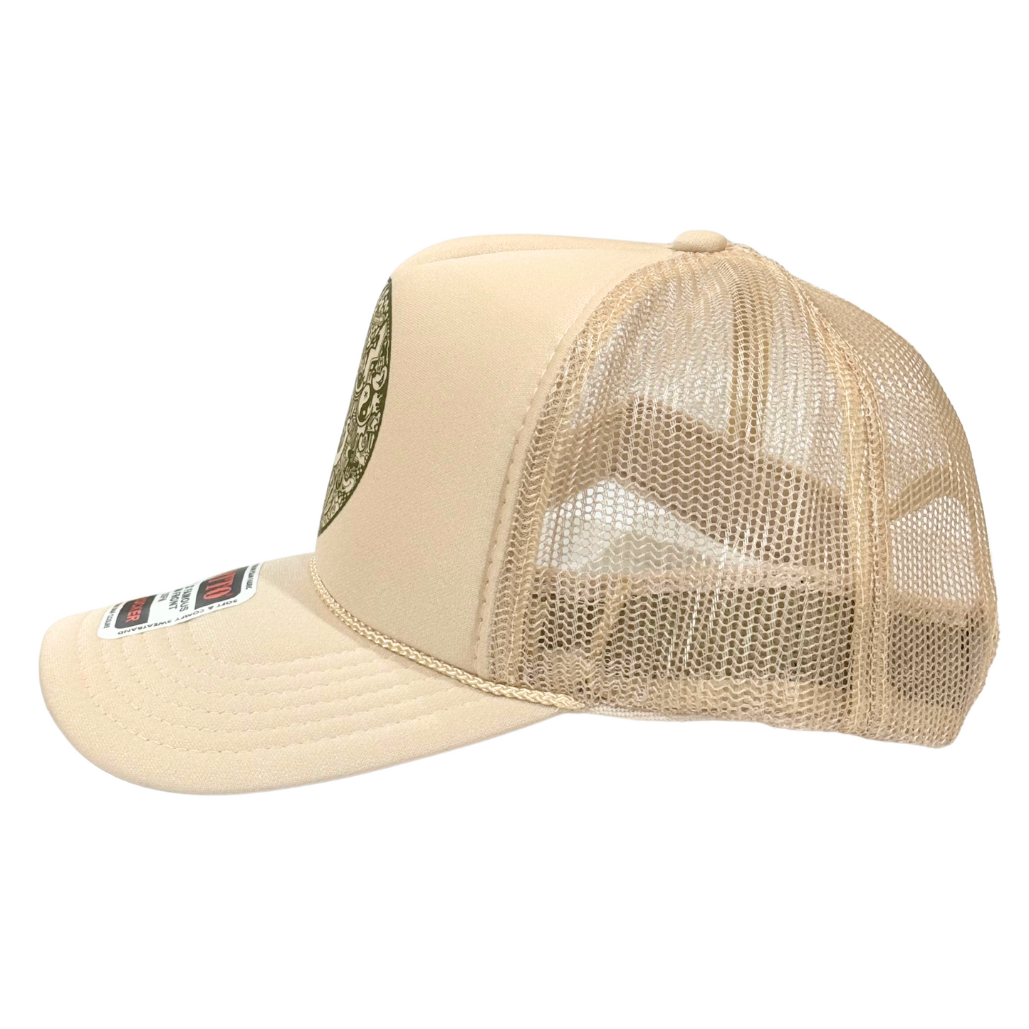 Beige Smiley Trucker Hat
